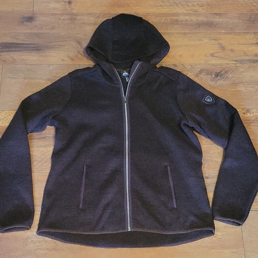 Women's sz large Kuhl full zip hooded better sweater brown